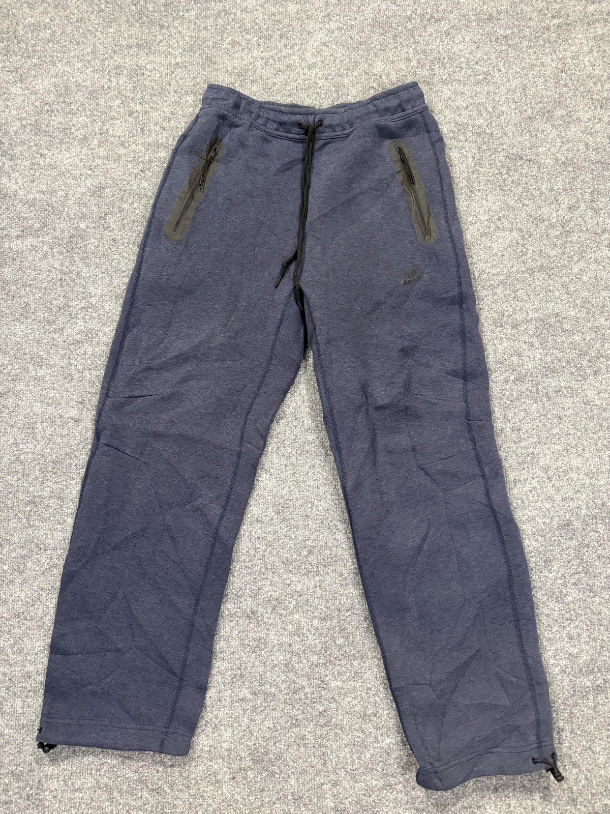 Nike Tech Fleece Sweatpants Mens Medium Blue Zip Pockets Joggers Drawstring