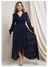 NWT Baltic Born Mayfair Navy High Low Maxi Burnout Floral Size M