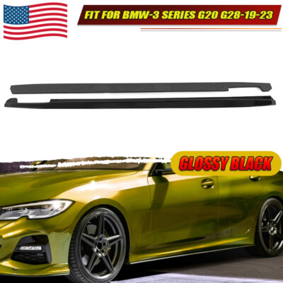 For 2019-2024 BMW G20 G28 3 Series M Sport Side Skirts Extension Gloss Black USA