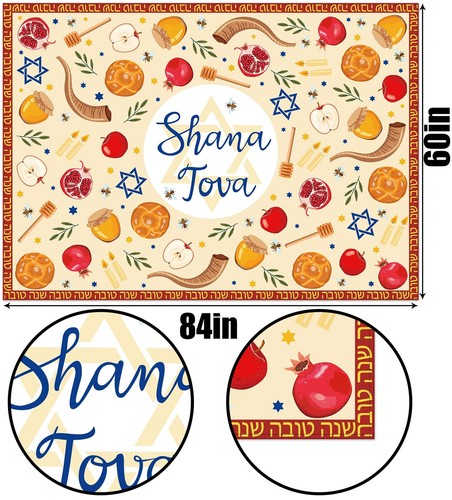 Shana Tova Tablecloth Rosh Hashanah Jewish New Year Holiday Party Decoration ... - Picture 3 of 5