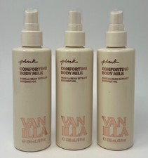 3 VICTORIA'S SECRET PINK VANILLA BEAN COMFORTING BODY MILK SPRAY COCONUT OIL 8OZ