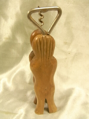 Statuette En Bois Multifonction - Tire-bouchon Et Décapsuleur - Oiseau Vintage 60's