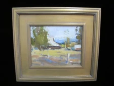 Eric JACOBSEN Plein Air Farm Landscape the HAY BARN Gilt Frame Oil Painting