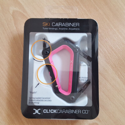 SALE! CLICK Alpin Ski Ski Karabiner Mini-Tool (RAR Neon Pink Einzelstück!) Neu!