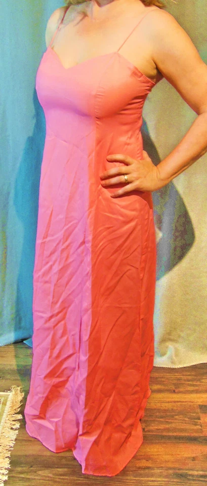 RARO!!! MISS ELLIETTE LARGO VINTAGE SALMÓN TAFETÁN CREMALLERA DESLIZAMIENTO COMPLETO 8 36 EVC Foto 2 de 4