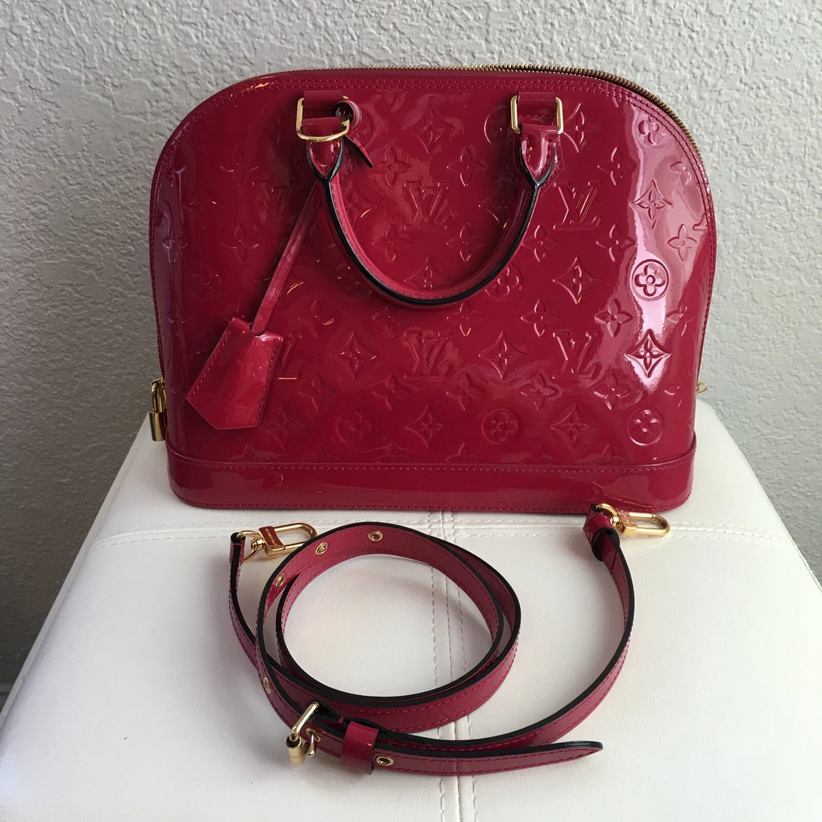 Louis Vuitton Alma Vernis Bb Rose Indien Red Patent Leather