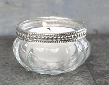 Chic Antique Style Glass & Metal Vintage Tea Light Candle Holder French Country