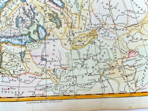 NORTHERN EUROPE RUSSIA 1780 RIGOBERT BONNE ANTIQUE MAP IN COLORS 18TH CENTURY - Picture 5 of 8