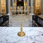 Authentic Menorah Brass 7 branch gold Jerusalem Temple 14" - 35Cm 7 Branches