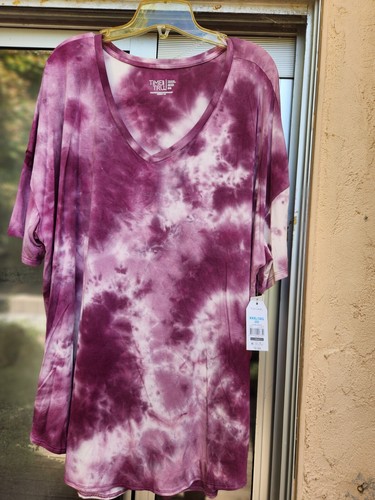 BRAND NEW wi/tag Size XXXL Woman's Purple Knit Tie Dye BOHO style top blouse