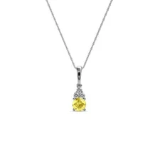 Yellow Sapphire & Diamond Pendant 1/3 ctw in 14K Gold with 18'' Chain JP:151258