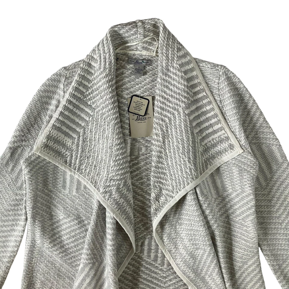 Suéter Bajo Mujer M Gris Rayas Tejido Grueso Frente Abierto Cárdigan Academia Foto 2 de 4