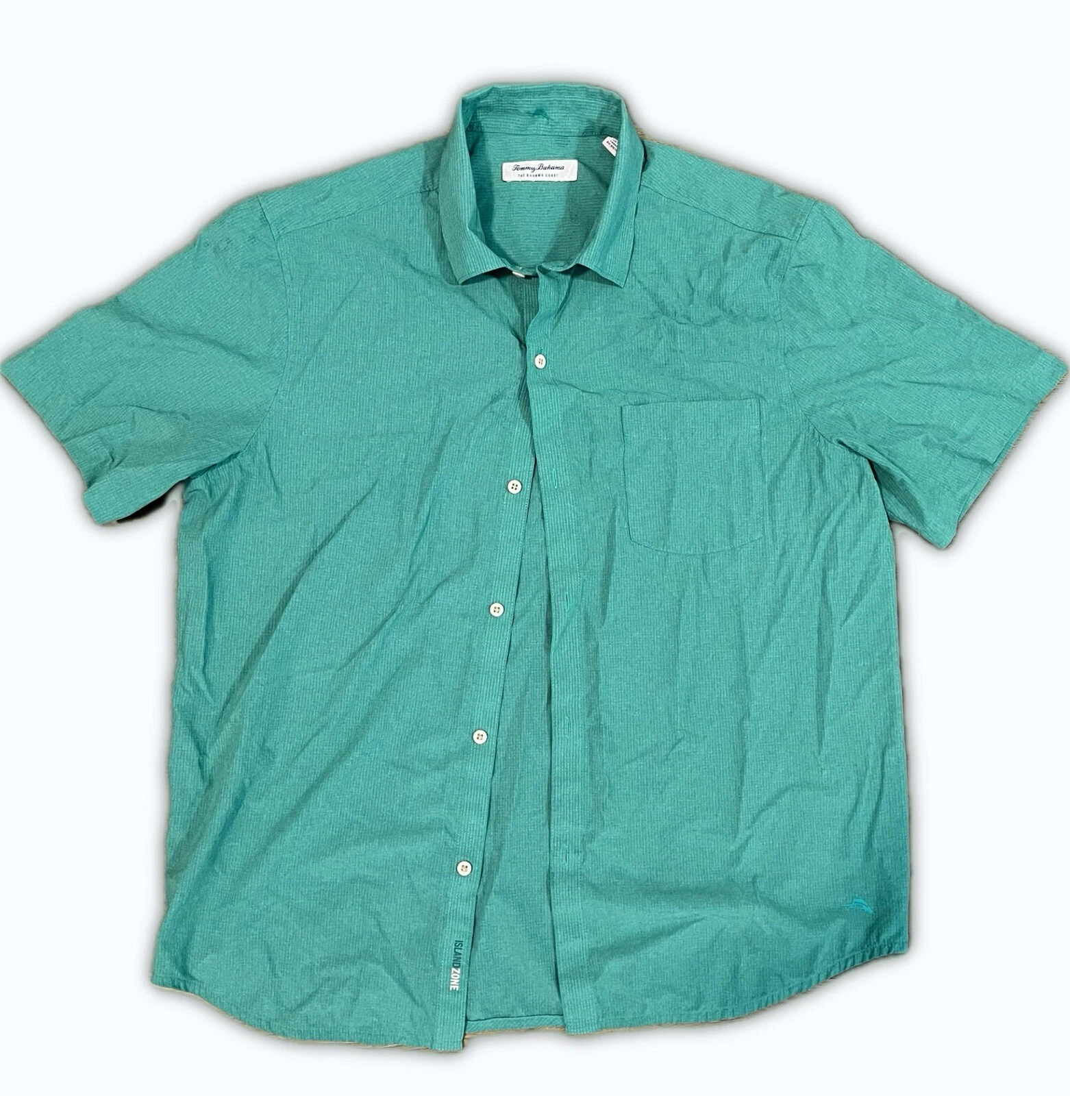 Tommy Bahama lsland Zone Camp Button Up Short Sleeve Green Men’s Size Large