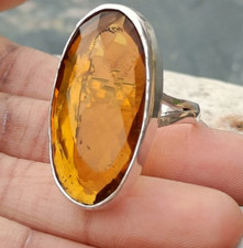 Citrine Statement Ring 925 Sterling Silver Handmade Promise Ring All Size SR491