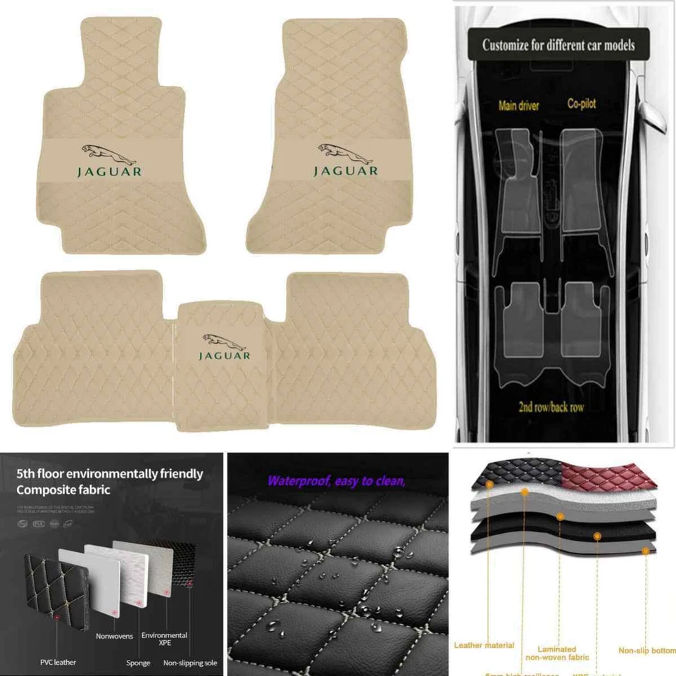 For Jaguar Car Floor Mats Waterproof Carpet Custom Liners All Weather Pu Leather - Image 4 of 4