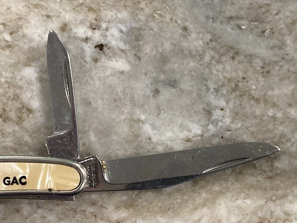 Colonial Pocket Knife 2 Blade Mr. & Mrs. Stanley GAC Shell Inlay 4390 - Image 4 of 4