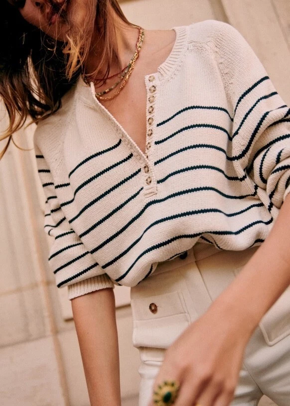 SEZANE LÉONTINE JUMPER ECRU / NAVY SIZE XS | eBay