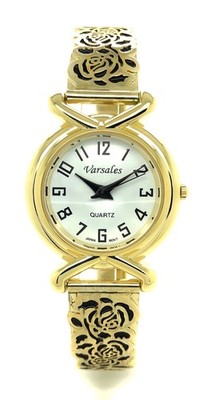 Varsales Ladies Elegant Floral Flower Stretch Elastic Band Fashion Analog Watch