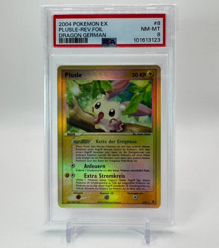 Plusle Reverse Foil 08/97 2004 Pokemon Card EX Dragon PSA 8 NM MINT GERMAN