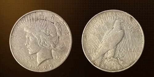 1922 Peace Dollar $1 Silver Coin Circulated Business Strike