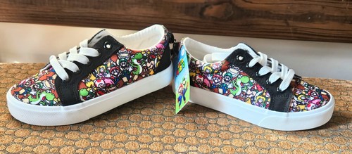 Unisex Nintendo Super Mario Bros Shoes Big Kids Boys Low Canvas Black New Size 1 - Picture 4 of 7