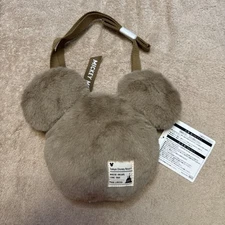 Tokyo Disney Resort Mickey Shape Brown Fluffy Cross Body Bag Shoulder Japan