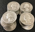 Full Roll 90% Silver Washington Quarters 25c ($10) 40 Silver Coins 1930s-1960s