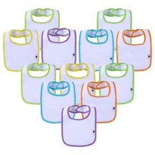 12 Pack Waterproof Baby Bibs Unisex Terry Drool Bib Cotton Solid Knit Infant ...