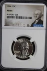 1964  Washington Quarter NGC MS66