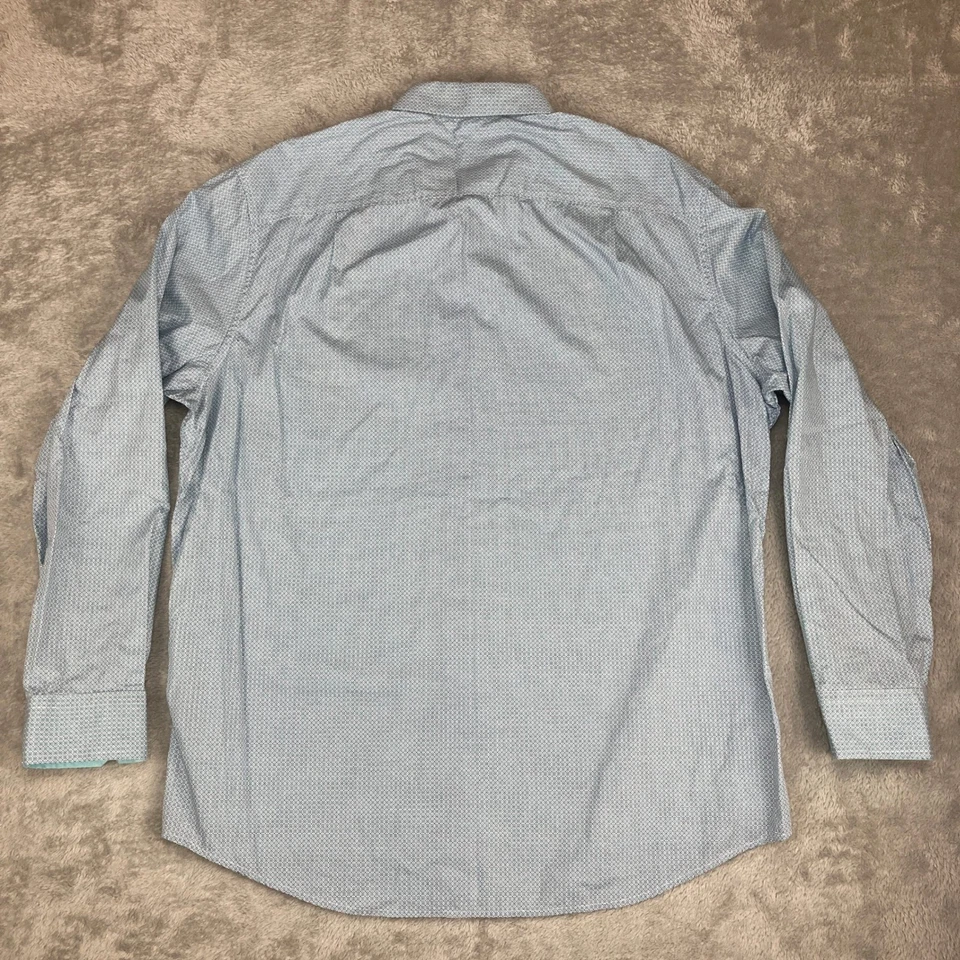 Camisa de vestir Tasso Elba XL azul estampado geométrico manga larga abotonada para hombre Foto 2 de 4