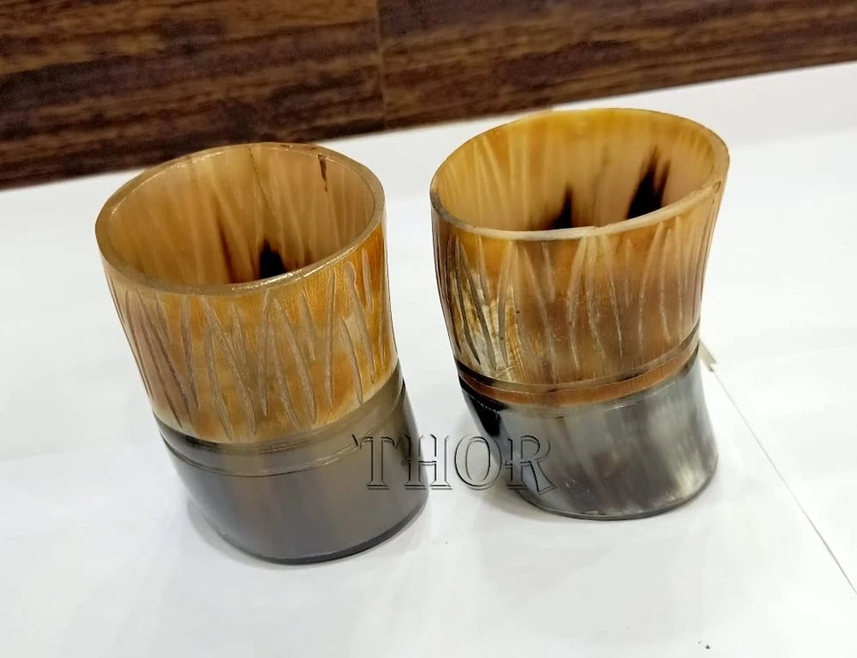 Taza de cuerno de beber vikingo artesanal medieval vasos de cerveza auténtico hidromiel hor... Foto 4 de 4