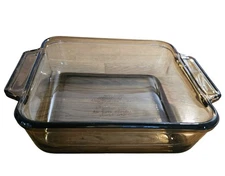 Anchor Hocking Amber Square Baking Glass 8" brown dish 2qt colorful kitchen bake