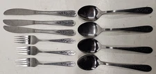 Rogers Floral Mist Stainless Steel  Salad Forks Spoons Knives Lot Of 10 Pieces