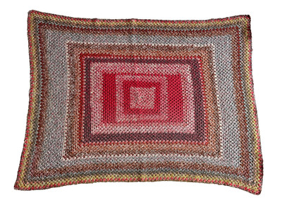Vintage Handmade Granny Square Afghan Crochet Lap Throw Blanket Colorful