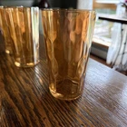 Jeannette Glass Hex Optic Iridescent Marigold Carnival Glass Tumblers (Vintage)