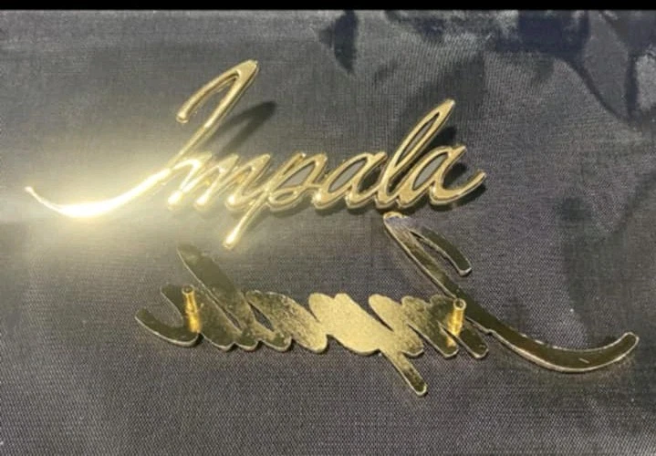 Chevrolet Impala 1971 1972 1973 emblema de escritura par dorado Donk Foto 4 de 4