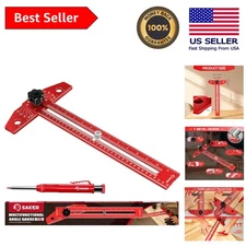 Aluminum Sliding T-Square Ruler with Angle Adjustment & Mechanical Pencil Set