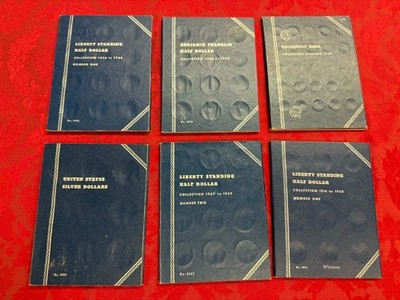 VINTAGE WHITMAN COIN FOLDERS EMPTY BOOKS ROOSEVELT, WALKERS, FRANKLINS, DOLLARS