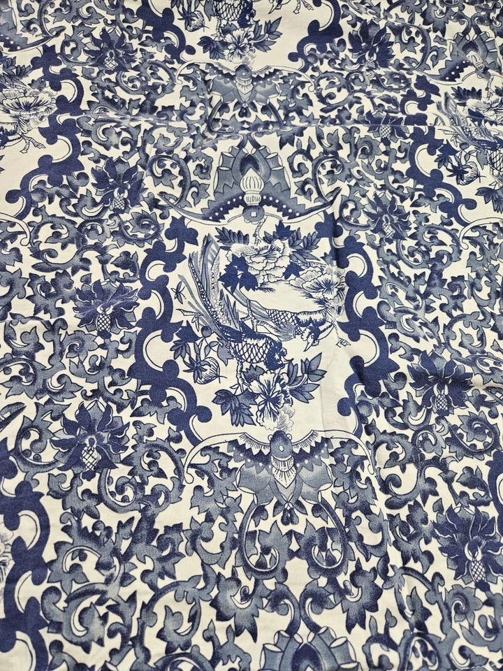 Пододеяльник Lauren Ralph Lauren 2 наволочки королевский размер синий белый птица завиток хлопок - Изображение 3 из 4