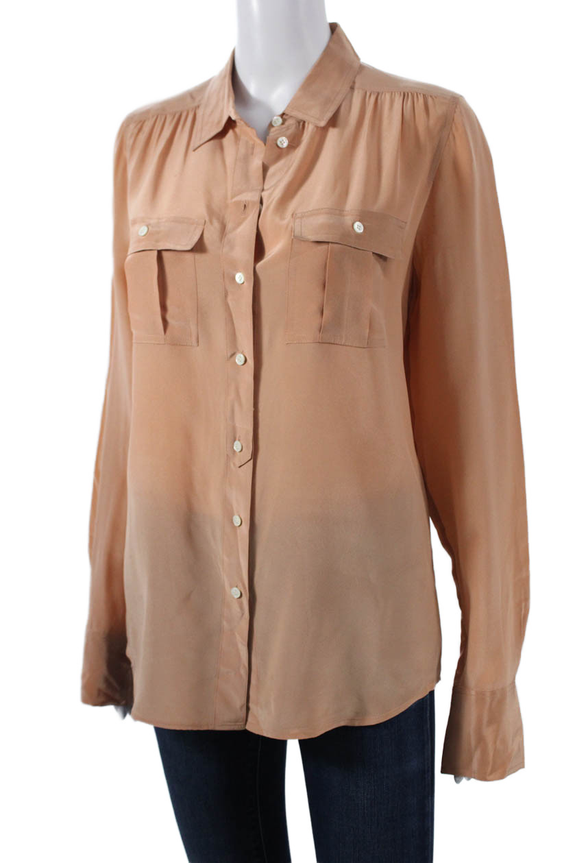 J Crew Womens Basic Silk Collared Button Long Sle… - image 2