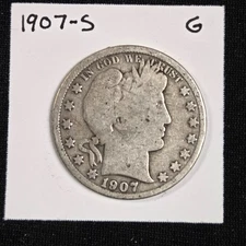 1907-S Barber Silver Half Dollar - Nice Better Date Type Coin