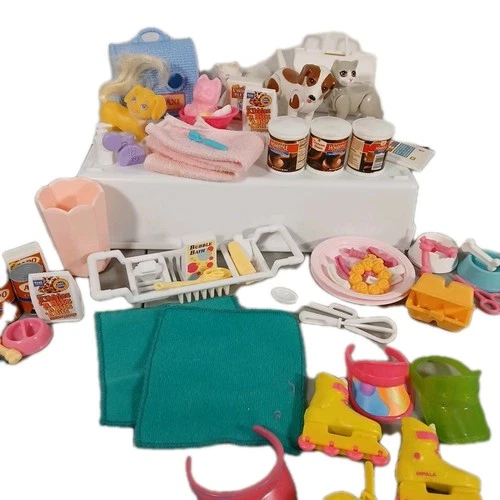 Huge Lot Barbie Accessories Vintage Pets Bath Veterinarian Baking Movie Roller