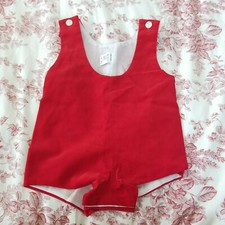 Vintage Boys Baby Red Velvet Romper XL Cotton USA EUC