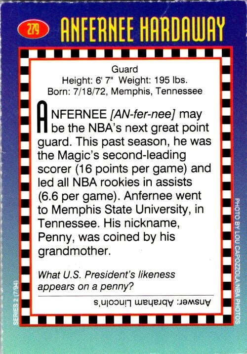 1994 Sports Illustrated For Kids 279 Anfernee Hardaway See Scan eBay