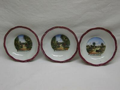 Palermo Maine 1908 Souvenir China Dishes After Fire Branch Mills Vtg Old Antique