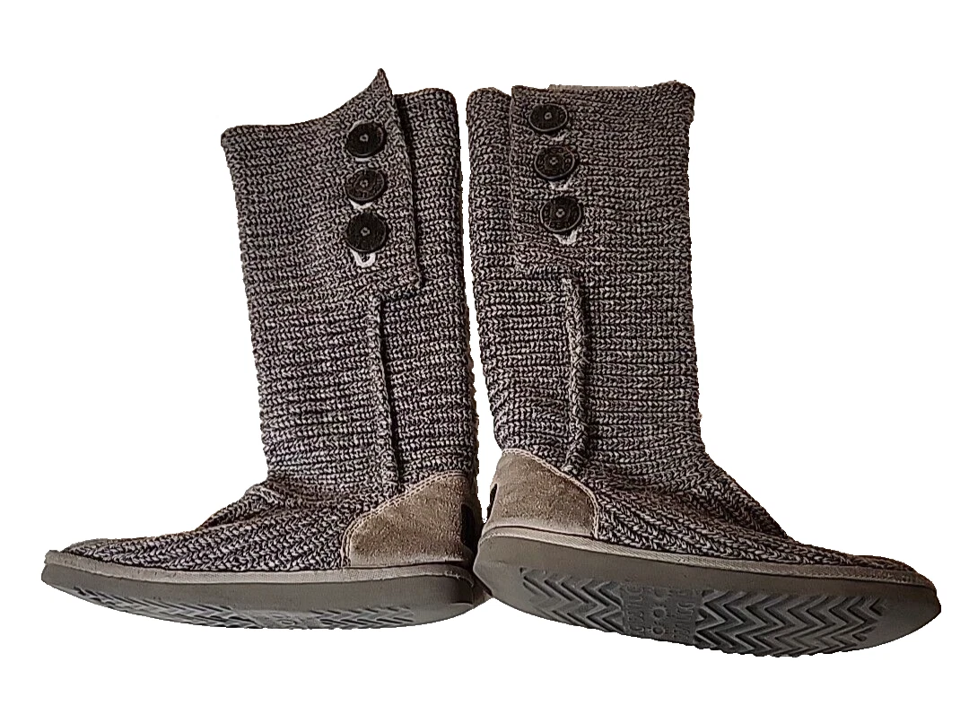 Scarpe da donna UGG stivali classici alti in maglia cardy grigi slip on ballerine taglia US 7 M