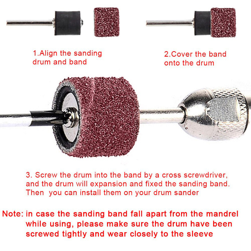 1/2 Drum Sander Set For Dremel, Grit 80 120 240 320 400 600 Mini