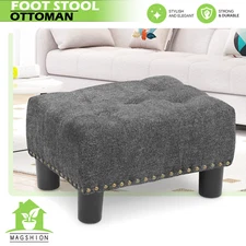 15" Poufs Ottoman Tufted Modern Upholstered Rectangular Lift Top Footstool Gray