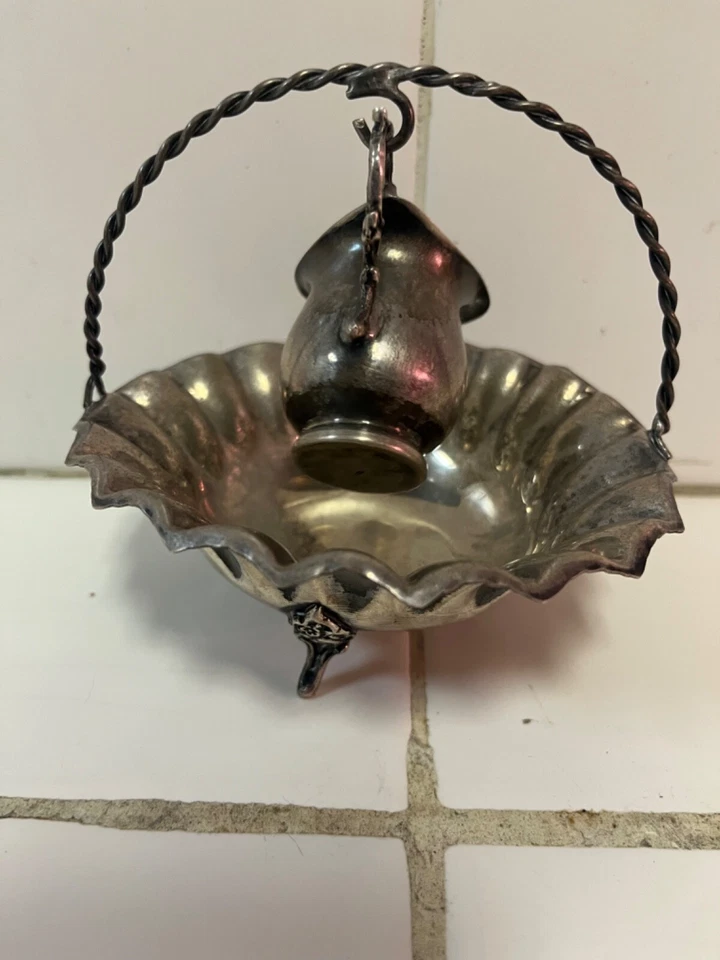 Миниатюрная чаша с кувшином из чистого серебра 800 чистоты - Изображение 3 из 4