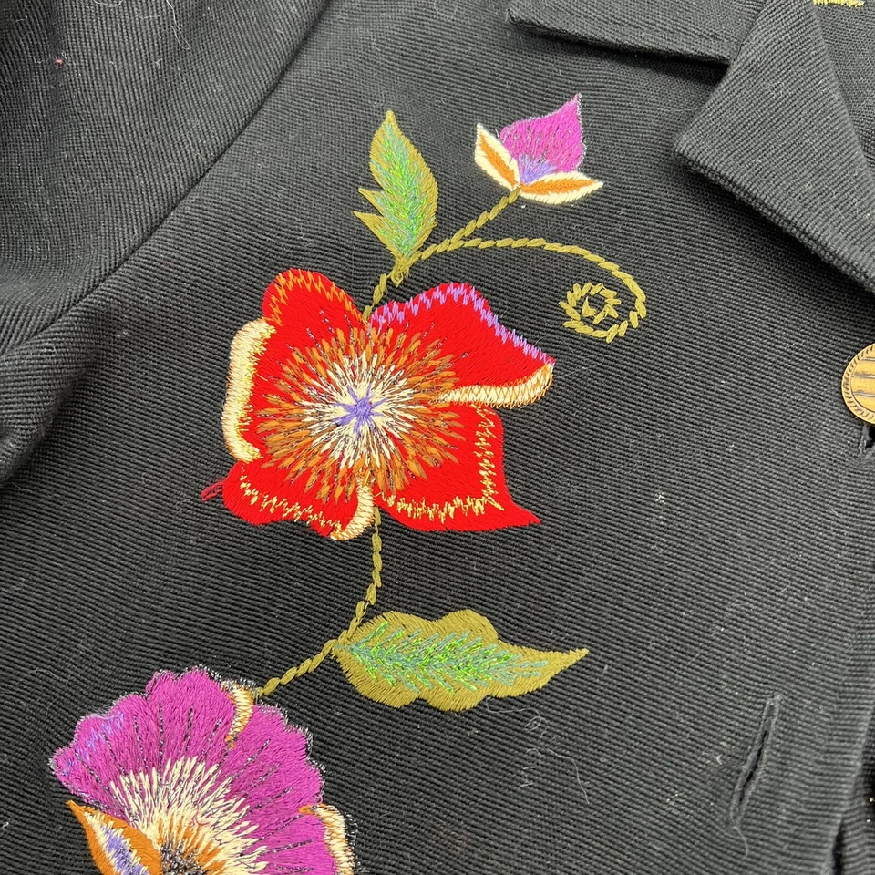 Blazer para mujer Julia Kim talla pequeña S bordado floral colorido algodón Foto 2 de 4